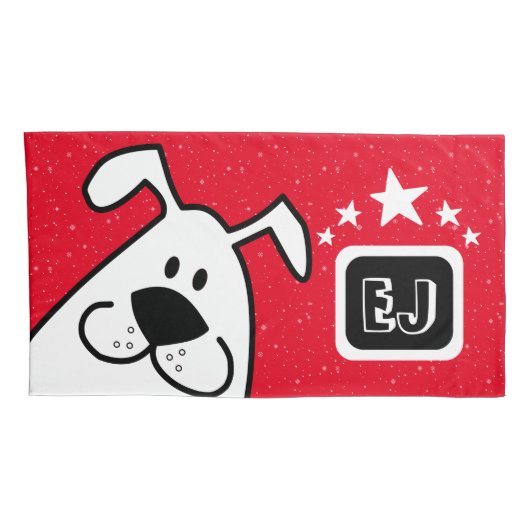 Monogram Schattigee Doodle Hond met Sterren Kussensloop (Achterkant-Rechts)