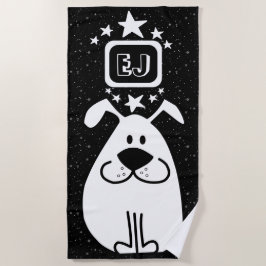Monogram Schattigee Doodle Hond met Sterren Strandlaken