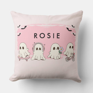 Monogram Schattigee Halloween Pink Ghosts Spooky Kussen