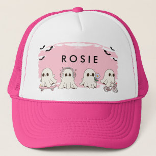 Monogram Schattigee Halloween Pink Ghosts Spooky Trucker Pet