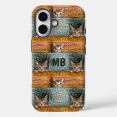 Monogram Schattigee Katten Gebreid Girly Gepersona Case-Mate iPhone Case (Achterkant)