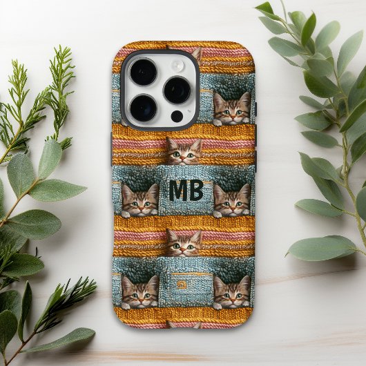 Monogram Schattigee Katten Gebreid Girly Gepersona Case-Mate iPhone Case