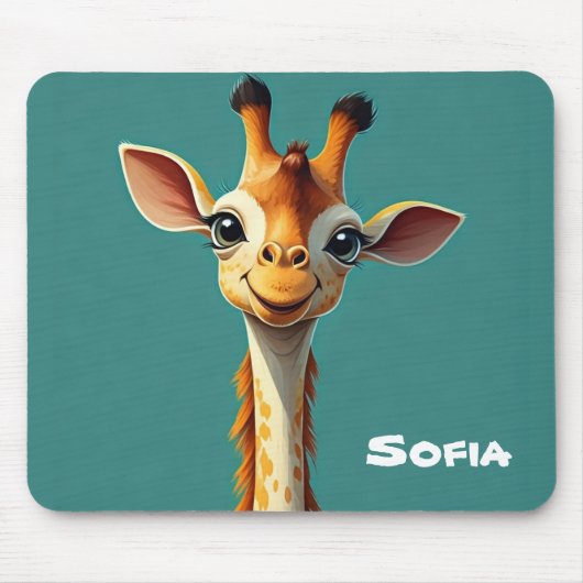 Monogram Schattigee mooie girly giraff voor haar B Muismat (Voorkant)