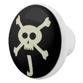 Monogram Schattigee Pirate Skull Crossbones Kabine Keramische Knop (Rechts)