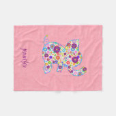 Monogram Schattigee Retro Flowers Cartoon Stijl Ol Fleece Deken (Voorkant (Horizontaal))