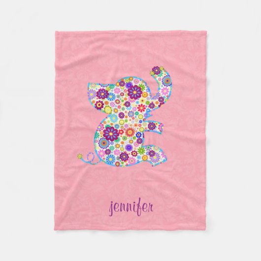 Monogram Schattigee Retro Flowers Cartoon Stijl Ol Fleece Deken (Voorkant)