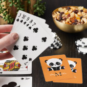 Monogram Schattigee Zittende Panda Gepersonaliseer Pokerkaarten (Insitu)