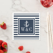 Monogram Scheepsanker Navyblauwe Streep Servet (Insitu)