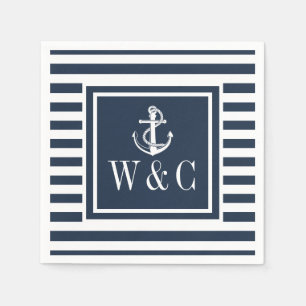 Monogram Scheepsanker Navyblauwe Streep Servet
