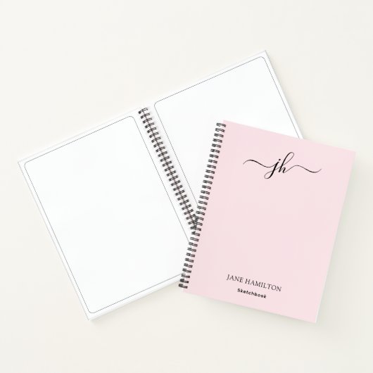 Monogram Schetsboek Roze Notitieboek (Binnen)