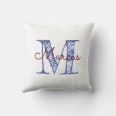 Monogram Schetsen Font White Nursery Kussen (Achterkant)
