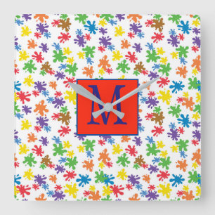 Monogram schilderplaatje vierkante klok