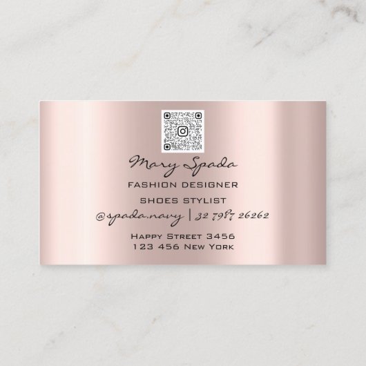 Monogram schoeisel Roos Gold Heels Logo Winkel QR- Visitekaartje (Achterkant)