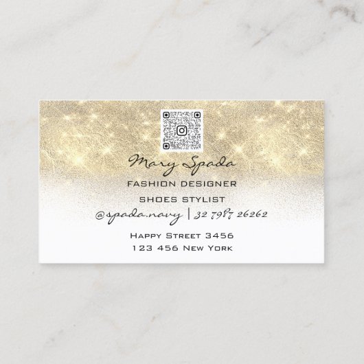 Monogram schoenen Glitter Heels Logo QR-code Visitekaartje (Achterkant)