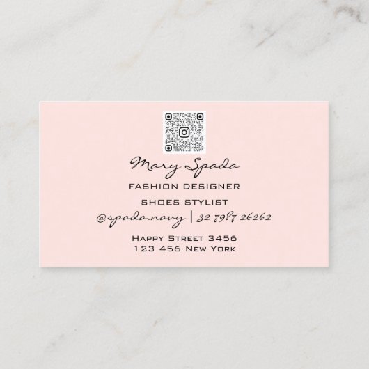 Monogram schoenen Zwarte Glitter Heels Logo Shop Q Visitekaartje (Achterkant)