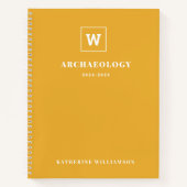 Monogram School Onderwerp Student Gele aangepaste  Notitieboek (Voorkant)