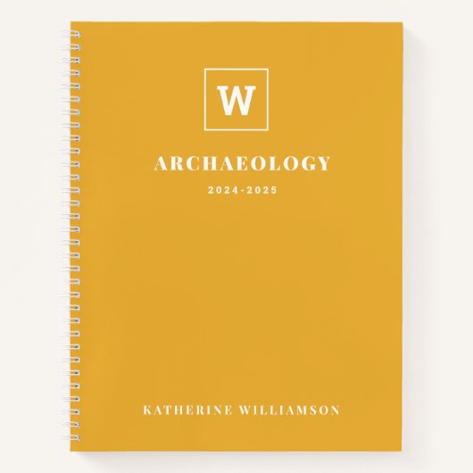 Monogram School Onderwerp Student Gele aangepaste  Notitieboek (Voorkant)