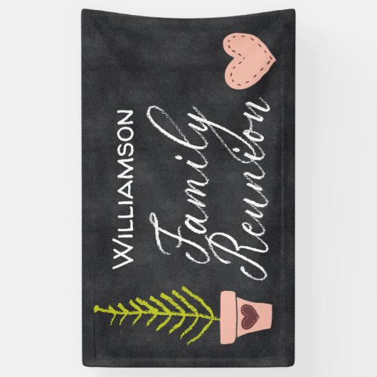 Monogram schoolbord stamboom reünie spandoek (Verticaal)