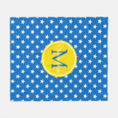 Monogram schooldagen Blauw en Gele sterren Fleece Deken (Voorkant (Horizontaal))