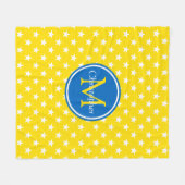 Monogram schooldagen - Geel en Blauw Stars Fleece Deken (Voorkant (Horizontaal))