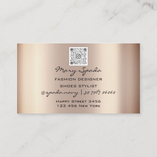 Monogram schoten Roos Haalt Logo WinkelQR-code Visitekaartje (Achterkant)