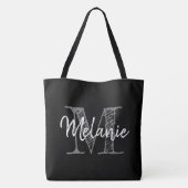 Monogram schouder van groot zwart- typografie tote bag (Achterkant)