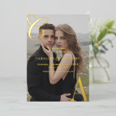 Monogram Schrift | Aangepaste foto Save The Date Folie Uitnodiging (Staand Voorkant)