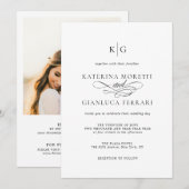 Monogram Schrift Alles in Eén Foto Bruiloft Kaart (Voorkant / Achterkant)