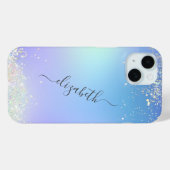 Monogram Schrift Blau Paars Glitter Trendy Case-Mate iPhone Case (Achterkant (horizontaal))