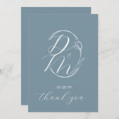 Monogram Schrift Bloemend Logo Trouw Blauw Kaart (Voorkant / Achterkant)