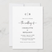 Monogram Schrift Bruiloft Kaart (Voorkant)