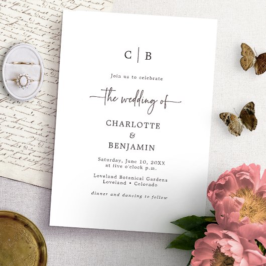 Monogram Schrift Bruiloft Kaart