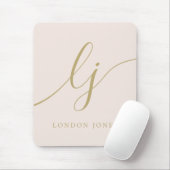 Monogram Schrift Elegant Vrouwelijk Blozend Roze G Muismat (Met muis)