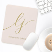 Monogram Schrift Elegant Vrouwelijk Blozend Roze G Muismat