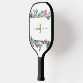 Monogram Schrift Eucalyptus Groene Kruiden Paars Pickleball Paddle (Links)