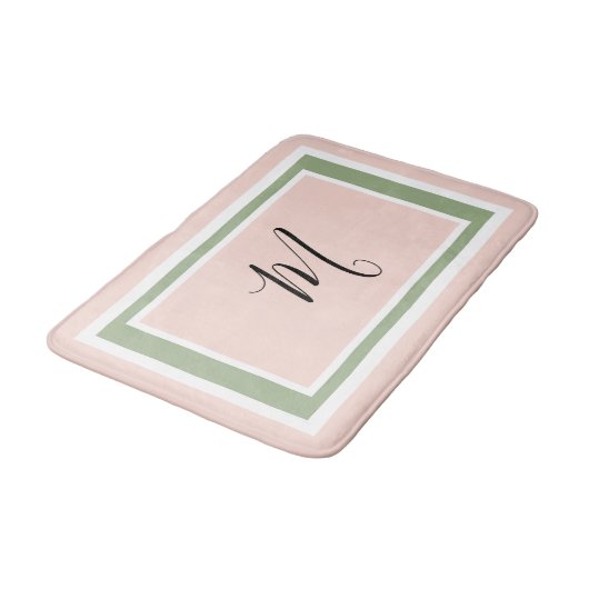 Monogram Schrift Geometrisch Roze Groen Badmat (Gekanteld)