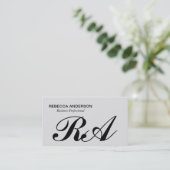 Monogram Schrift Grijs | Lichtgrijs Visitekaartje (Staand voorkant)