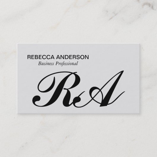 Monogram Schrift Grijs | Lichtgrijs Visitekaartje (Voorkant)