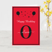Monogram Schrift Happy Birthday Rood Zwart Wit Kaart (Gele Bloem)