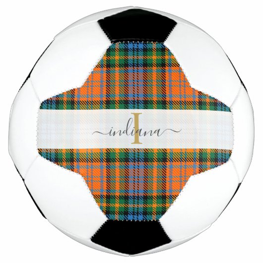 Monogram Schrift Initiaal Naam Plaid Tartan Voetbal (Voorkant)