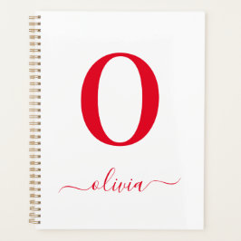 Monogram Schrift Naam Persoonlijk Wit en Rood Planner