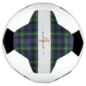 Monogram Schrift Naam Plaid Paars Groen Schotse Ru Voetbal (Gedraaid)