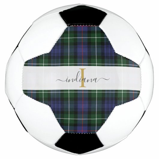 Monogram Schrift Naam Plaid Paars Groen Schotse Ru Voetbal (Voorkant)