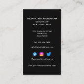 Monogram Schrift Naam Zwart Wit Grijs Baan Vertica Visitekaartje (Achterkant)