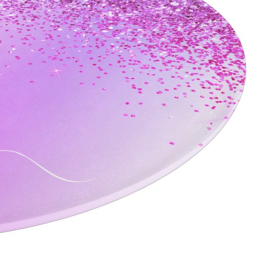 Monogram Schrift Paars Zwart Glitter Jongensnaam Snijplank (Hoek)