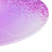 Monogram Schrift Paars Zwart Glitters Meisjesachti Snijplank (Hoek)