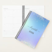 Monogram Schrift Regenboog Glitter Blau Paars Planner (Display)