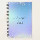 Monogram Schrift Regenboog Glitter Blau Paars  Planner (Voorkant)