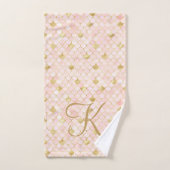 Monogram Schrift Roze Goud Schubben Zeemeerminstaa Bad Handdoek (Handdoek)