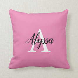 Monogram Schrift Stijlvolle Roze Worp Kussen